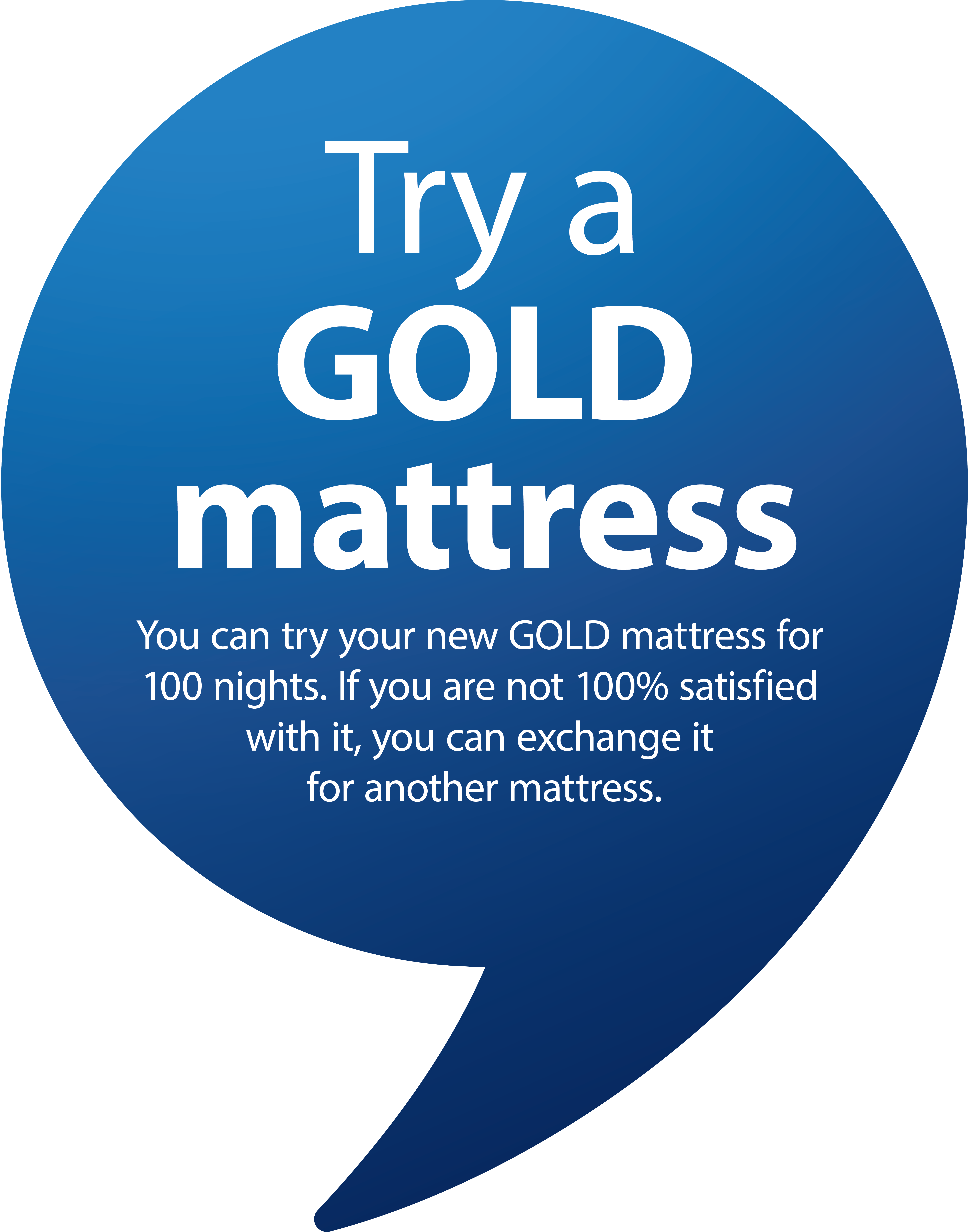 Speech bubble - Gold matress example