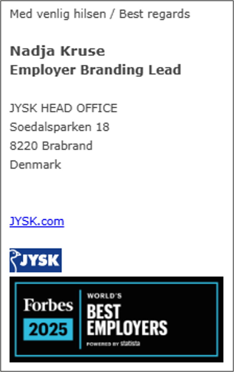 JYSK Employer of the Year Package_Example_Email