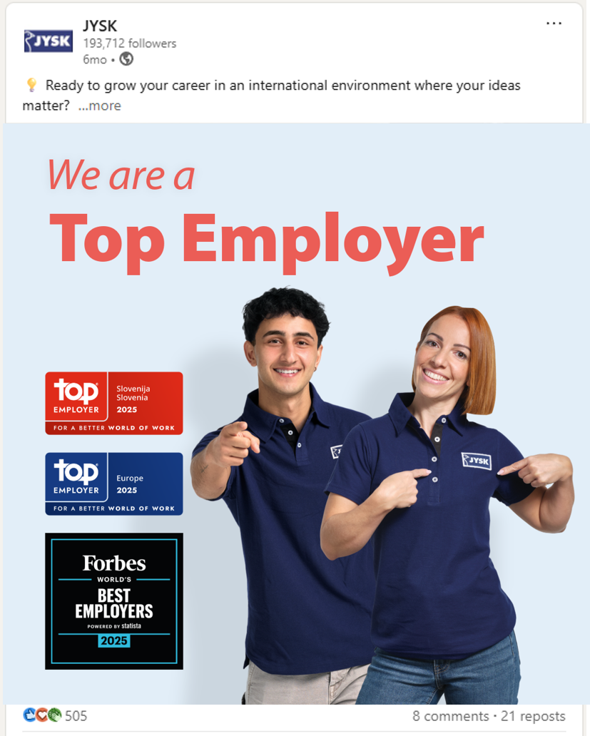 JYSK Employer of the Year Package_Example_LinkedIn_Post 1